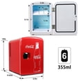 thumbnail image 5 of Coca-Cola Mini Fridge 4L 6 Can, Red Portable Beverage Cooler with AC/DC Car Adapter for Travel, Bedroom, Office, Dorm, 5 of 7