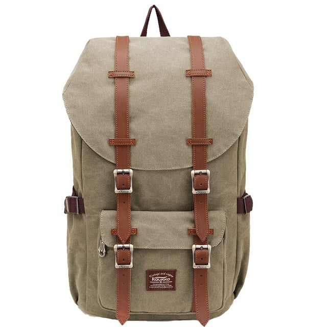 Mochila de viaje escolar KAUKKO para universidad flexible con portátil para 15 ", 22L (lienzo / Caqui) KAUKKO EP5AApricot
