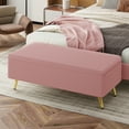 thumbnail image 2 of Storage Ottoman Bench, Modern Corduroy End of Bed Bench with Flip Top Lid and Golden Metal Legs, Comfy Upholstered Entryway Bench with Safety Hinge for Bedroom Living Room, Pink, 2 of 7