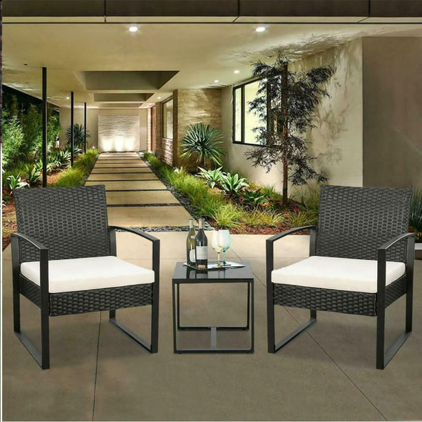 Ship From Usa 3 Pieces Patio Set Outdoor Wicker Furniture Sets Modern Bistro Rattan Chair Conversation With Coffee Table For Yard And Com - Wicker Patio Sets Made In Usa