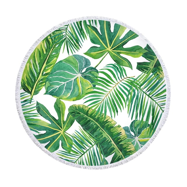 Tropical Banana Leaf Oversized Beach Towel, 60 Inch Microfiber Sandproof Floor Mat, Quick-Dry for Pool & Camping