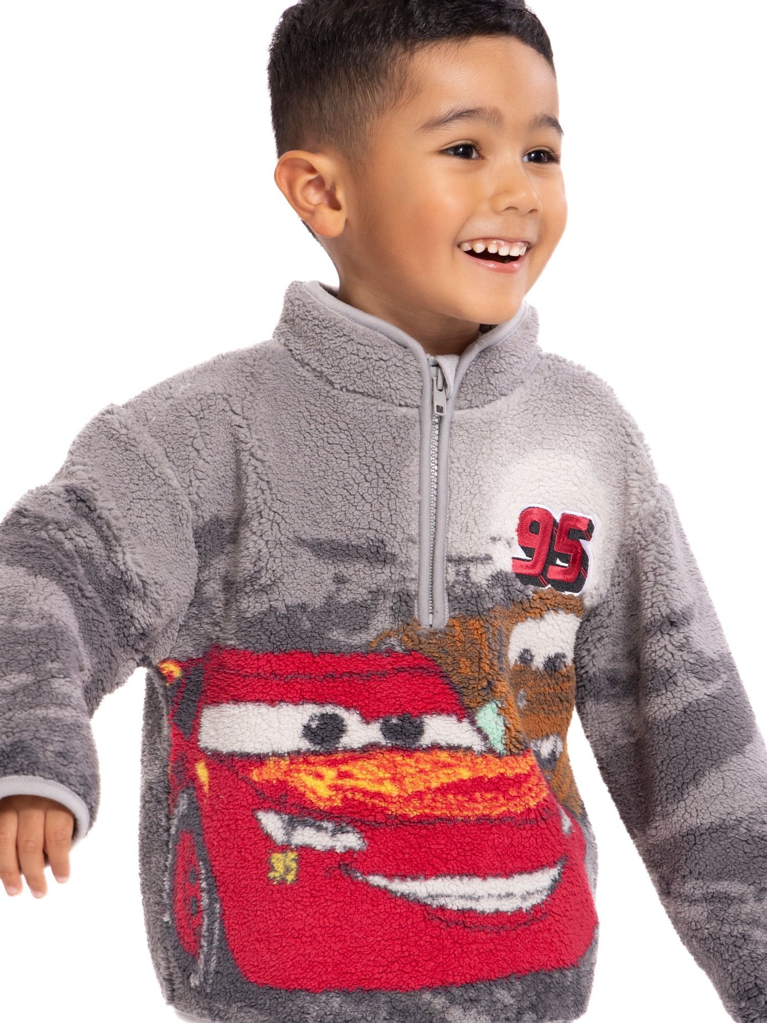 Disney Pixar Cars Toddler Boys Plush Fleece Half Zip Sweatshirt, Sizes 12M-5T
