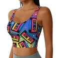 thumbnail image 2 of Daiia Vintage Audio Cassettes Printed Women's Sports Bra, Breathable Activewear Bra with U-Back Design and Removable Pads, Comfortable and Supportive for Yoga, Workout-Medium, 2 of 8
