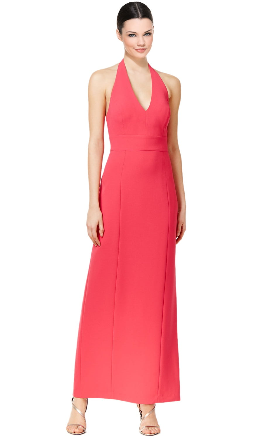 calvin klein open back halter gown