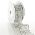 thumbnail image 2 of Ribbon Traditions Horizontal Glitter / Sequin Stripes Solid Wired Ribbon 2 1/2 Inch by 10 Yards - Silver, 2 of 5