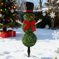 thumbnail image 5 of YardVibe Christmas Snowman Topiary Trees Artificial Outdoor Plants - 32'' Boxwood Topiaries with Red Bow Hat Tie, Faux Topiary Outdoor Plants for Home Front Porch Door Decor Outside Garden, 5 of 9