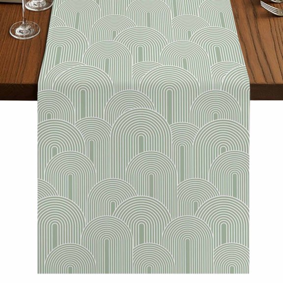 Table Runners 36 Inches Long Dress Scarves, Sage Green Ombre Farmhouse Kitchen/Dining Table Runner, Short Coffee Tablerunners, Farmhouse Stripes Modern Abstract Art 13x36 Inch
