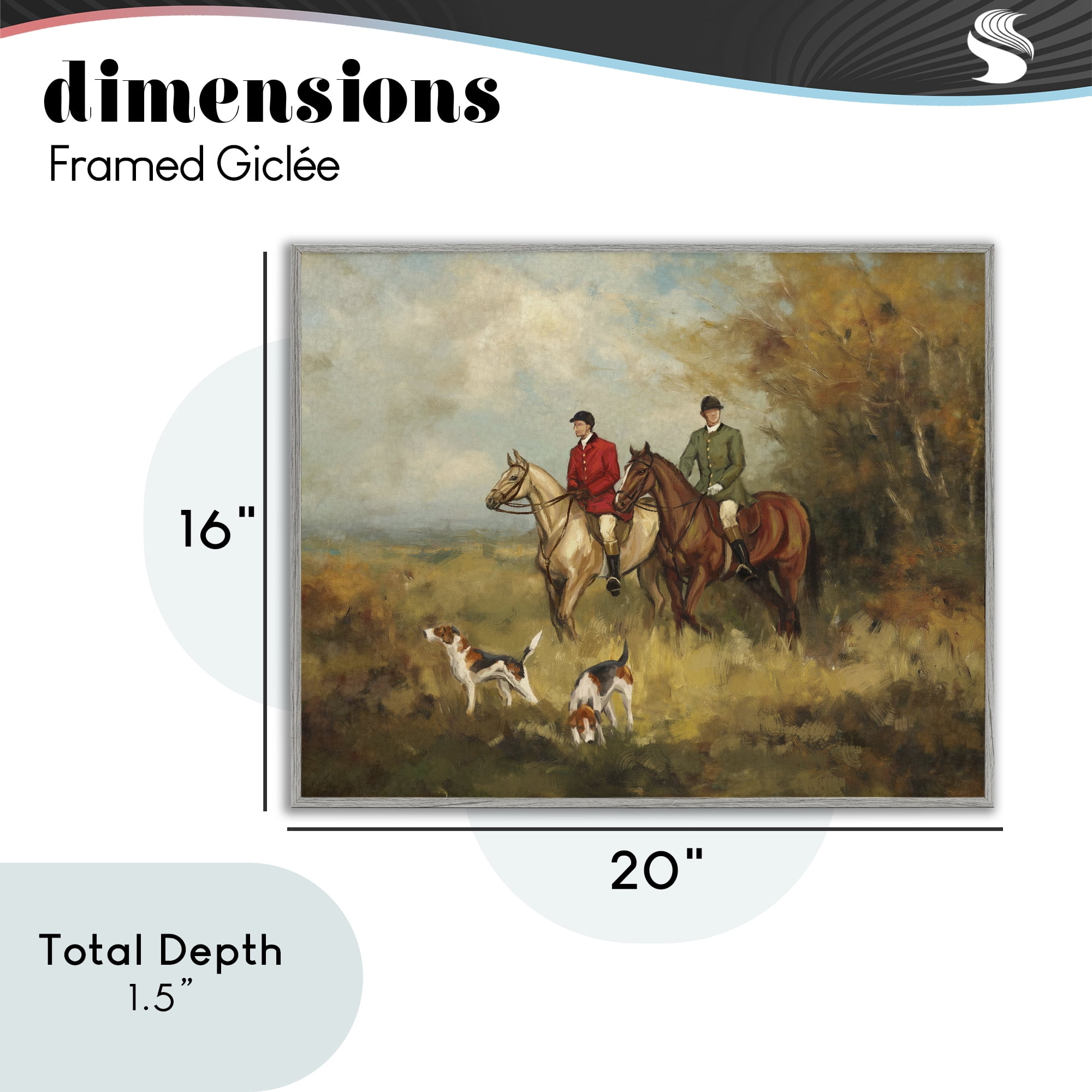 Stupell Industries Autumn Riders with Hounds Gray Framed Giclee Art, design by Ziwei Li