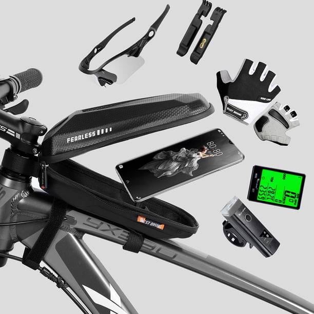 Alforja De Bicicleta Tmvgtek Bolsa De Bicicleta West Biking, Marco De Tubo Frontal Superior Impermeable, Alforja De Ciclismo Mtb Likrtyny Accesorios para bicicletas