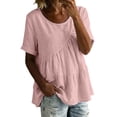 thumbnail image 2 of Kelon Short Sleeve Womens Linen Cotton Tops Vacation Casual Outfits Blouses Dressy Casual Summer Outfits 2026, 2 of 4