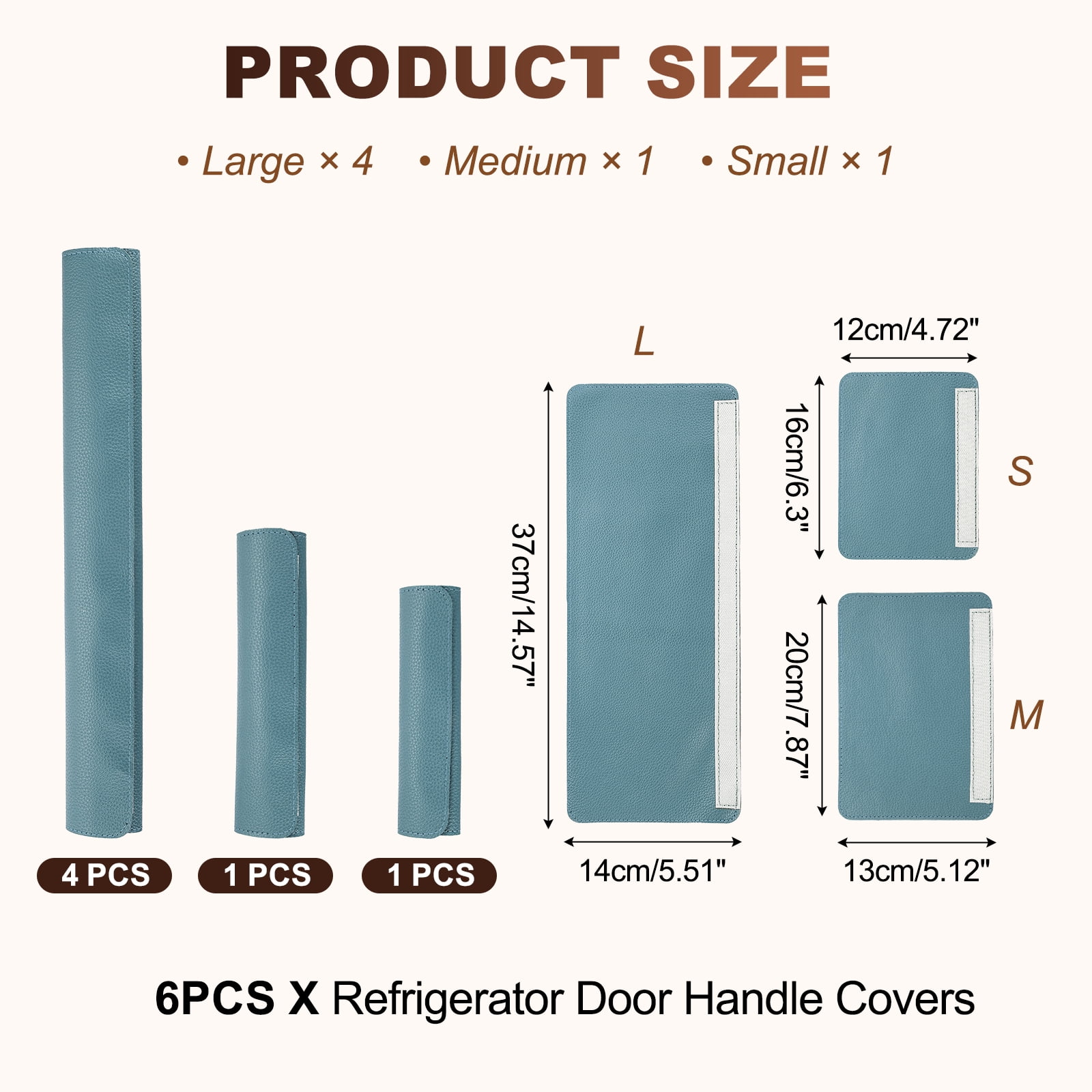 Uxcell 6Pcs Refrigerator Door Handle Covers, PU Leather Kitchen Appliance Handle Protector, Anti-Static Fridge Handle Cover Keep Your Microwave Oven Dishwasher Clean, Denim Blue