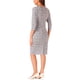 thumbnail image 3 of Vestido de trabajo midi ajustado de mujer con cuello cuadrado y mangas 3/4, a cuadros, XL, morado y blanco, 3 of 6