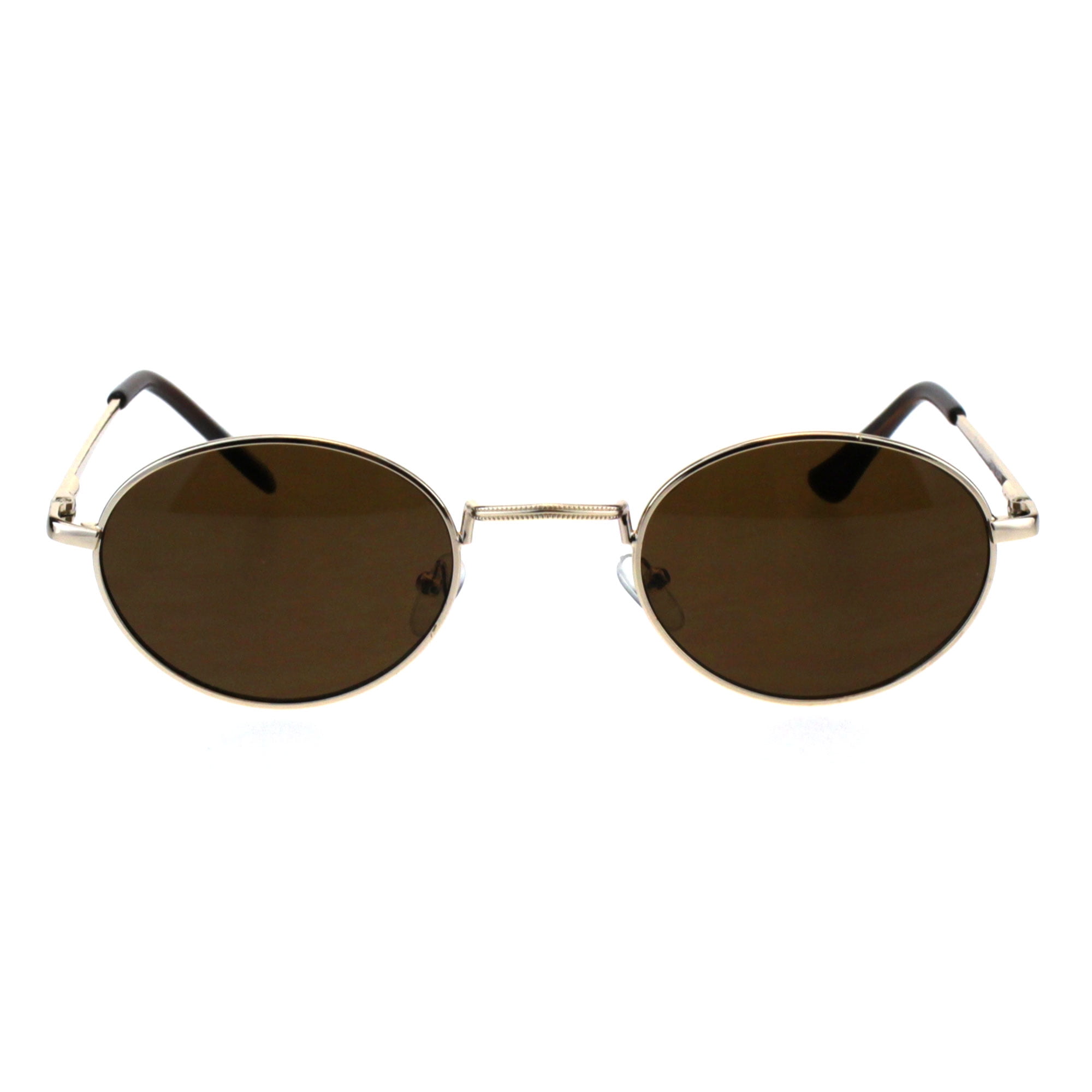 SA106 - Mens Oval Round Metal Rim 90s Narrow Pimp Sunglasses Light Gold ...