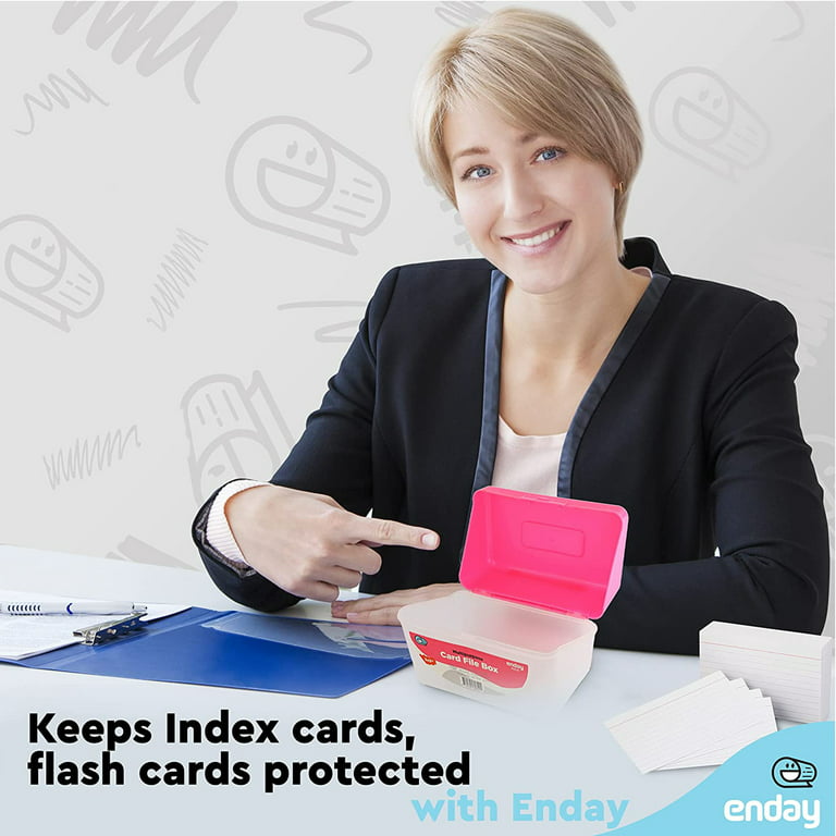 Enday Card Holder Box for Index, Note and Blank Flash Cards Office and  School Supplies Pink