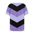 thumbnail image 5 of Alllist Womens Tops Clearance Under $10 Purple Elbow-Length Graphic Notch Neck Button T-Shirts Women's Blouse, 5 of 5