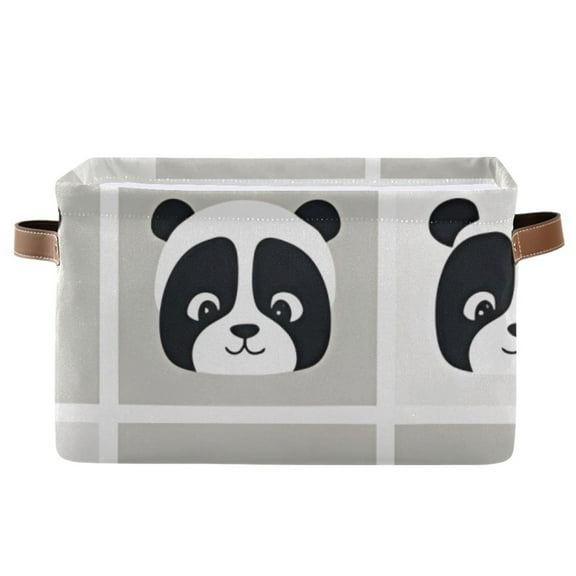 Pandas Storage Basket Large Foldable Storage Bin Laundry Baskets Toys Box Book Foldable Organizer Bag 14.2x10.2x8.3 Inches 1 PC