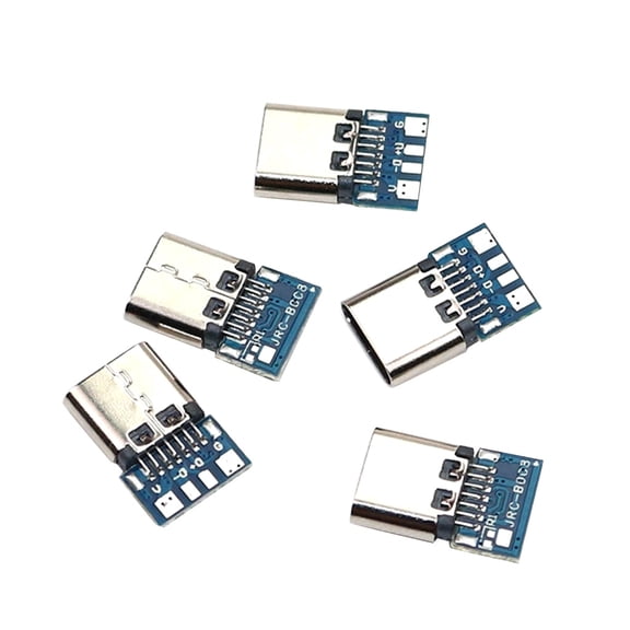Sofullue 5 Pcs USB Type-C USB-C 14 pin Connector Breakout P-CB Board (female) Metal