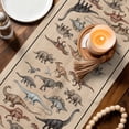thumbnail image 3 of Retro Dinosaurs Table Runner 72 Inches, Vintage Primitive Wild Animals Brown Bed Runner Dresser Scarves Tabletop for Indoor Outdoor Parties/Ceremony/Banquet, 16" x 72", 3 of 8