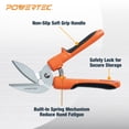thumbnail image 7 of POWERTEC 10" Heavy Duty Scissors – Long-Blade Cutter with Curved Serrated Edge, Multipurpose Industrial Shears for Carpet, Cardboard, Leather, Upholstery, Fabric, Gardening & DIY (72396N), 7 of 7