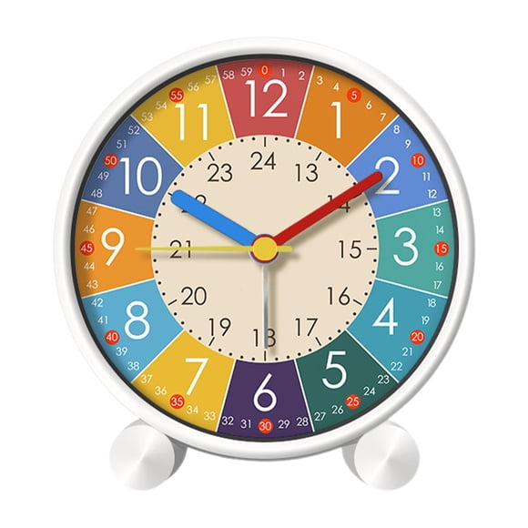 Reloj despertador analógico de cabecera para niños, reloj para niños, movimiento silencioso portátil con zonas codificadas por colores para decoración