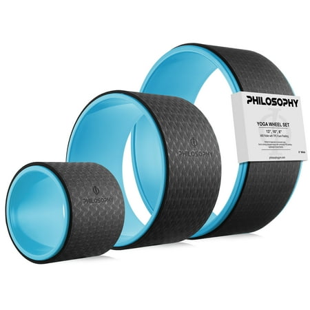 Philosophy Gym 3 Piece Professional Yoga Wheel Roller Set (13", 10", 6") - Blue