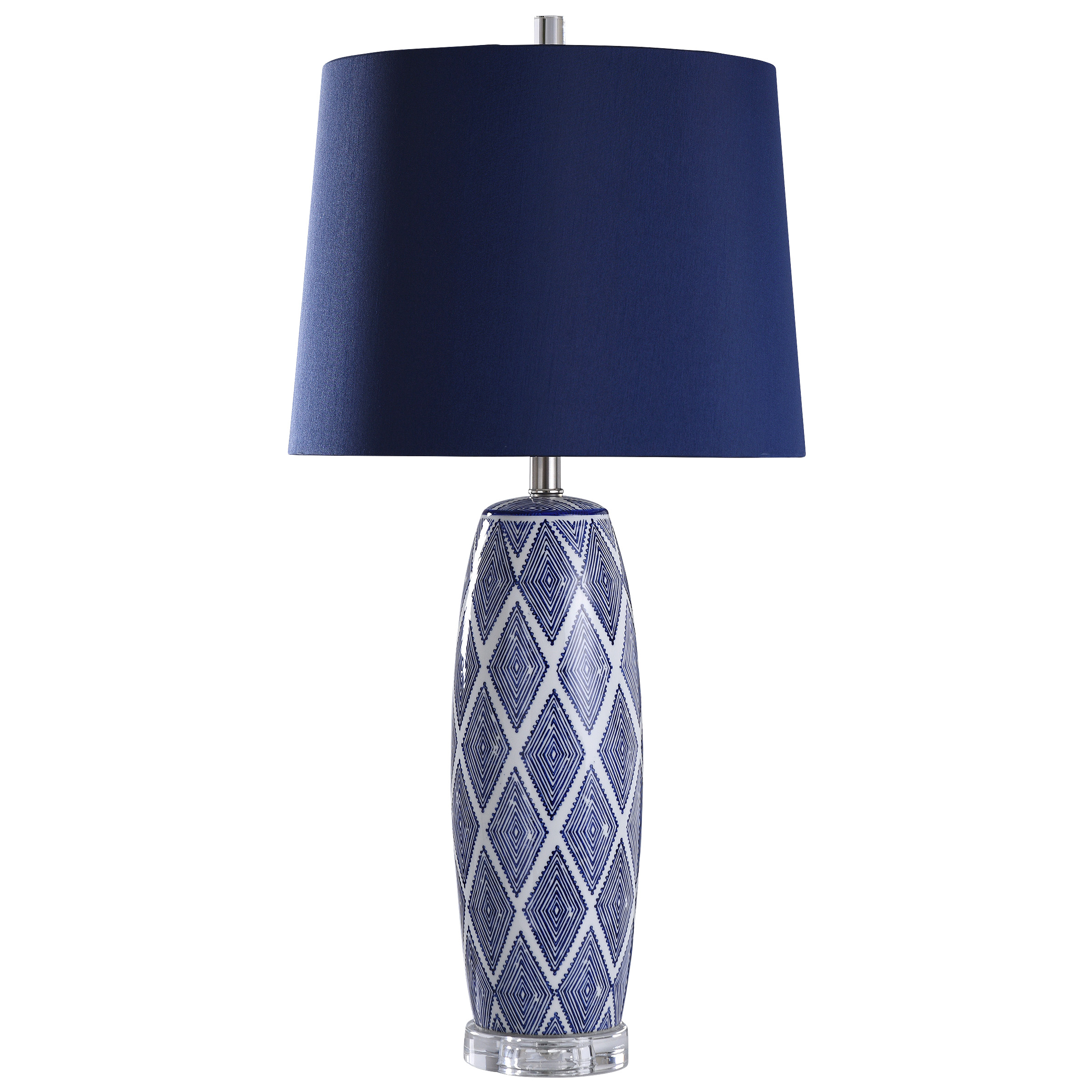 Alton Geometric Diamond Pattern Ceramic Table Lamp with Acrylic Base