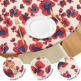 thumbnail image 4 of Elastic hem round tablecloth with delicate floral patterns, durable water-resistant polyester, fits 44-52 inch tables, big size version, 4 of 7