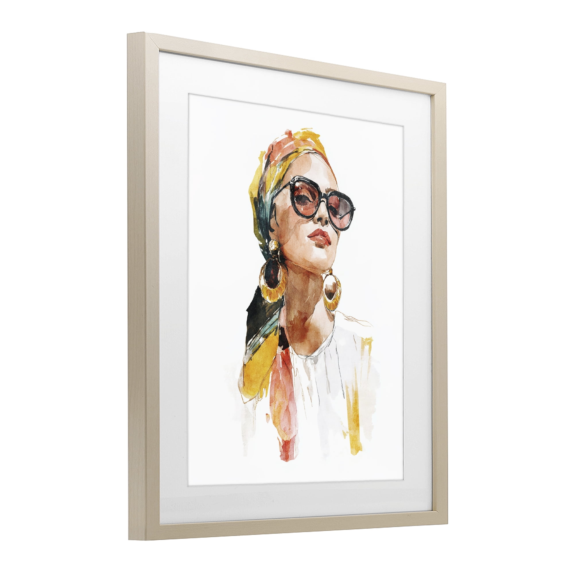 Stupell Industries Stylish Woman with Headwrap Birch Framed Print Under Glass, design by Svetlana Aleynikova