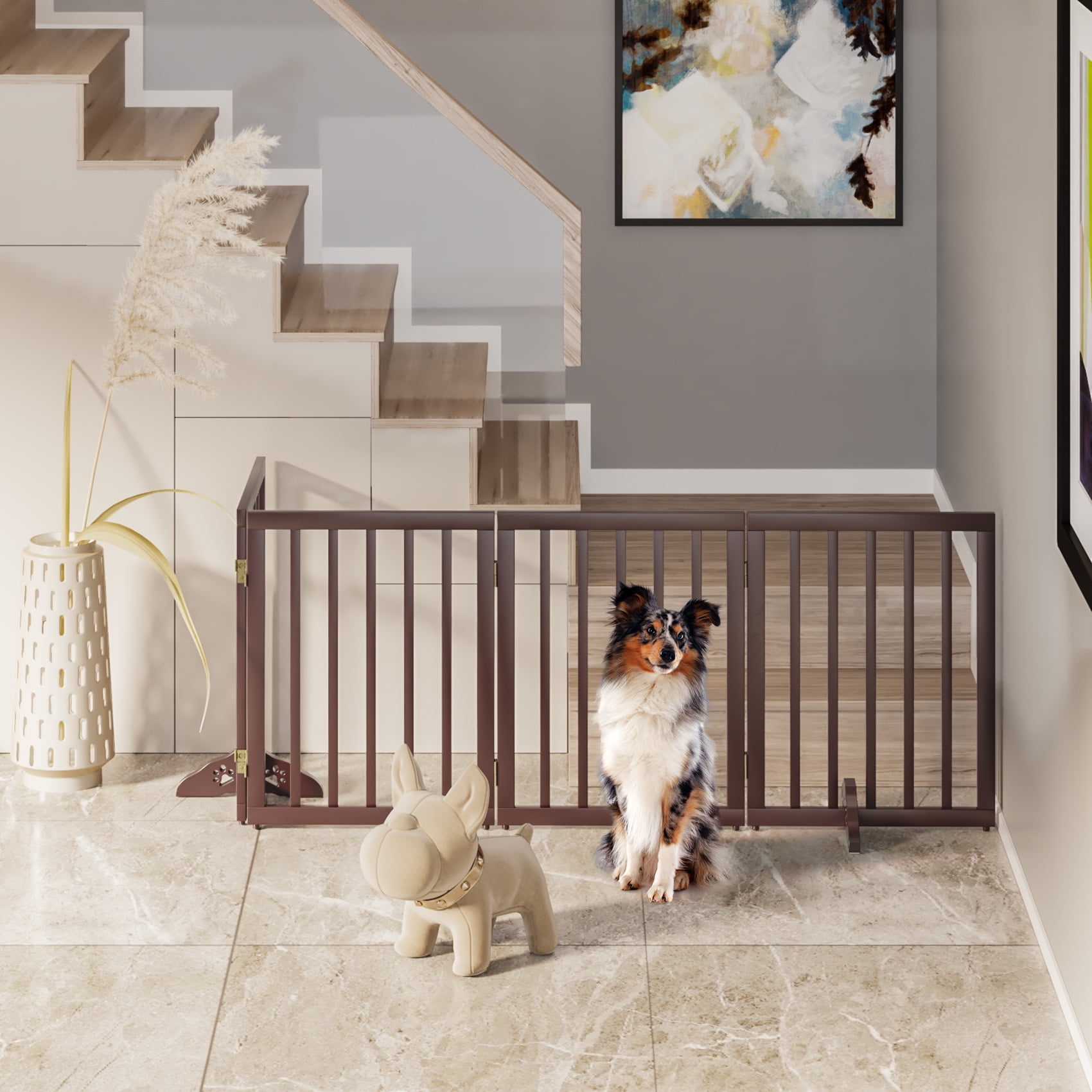 Mino Kesper Wood Folding Pet Gate Freestanding Extra Wide Dog Gate 74 comomy-36-extra-tall-baby-gate-for-stairs-doorways-fits-openings-29-5