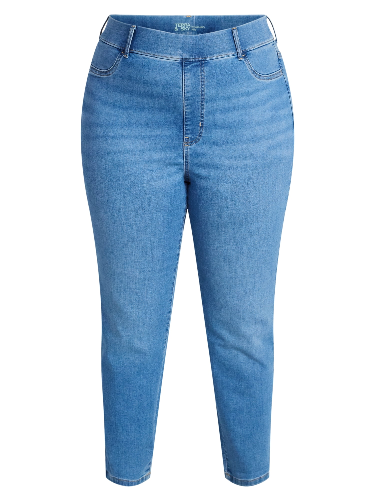 Terra & Sky Women's Plus Signature Pull On Skinny Jegging Pants with Control Panel, Sizes 0X-5X