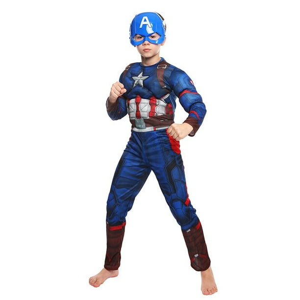 Disfraz de superhéroe de Marvel para niños, mono muscular de Capitán América, Iron Man, Thor, Hulk, fiesta de Halloween Fivean unisex