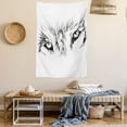 thumbnail image 2 of Tattoo Tapestry, Winter Time Animal White Wolf with its Eyes Looking Straight and Fierce Art, Wall Hanging for Bedroom Living Room Dorm Decor, 60W X 80L Inches, White and Black, by Ambesonne, 2 of 5