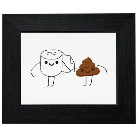 Poop & Toilet Paper Best Friends - Funny Skipping Framed Print Poster Wall or Desk Mount