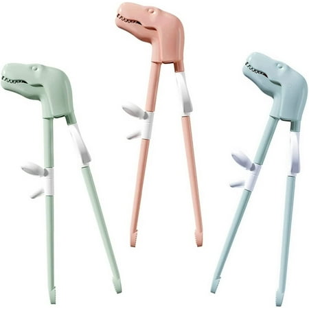 

Training Chopsticks for Kids Happon Reusable Cute Dinosaur Shape Children Learning Chopsticks Non-Slippery Indented Tips and Adjustable Finger Holders (3 Pairs)