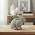 thumbnail image 2 of Urban Cement Sitting Rabbit Figurine with Combed Design Body Antique Finish Green, 2 of 8