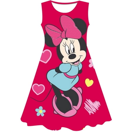 Disney filles robes princesse vêtements pour enfants dessin animé Minnie  Mouse imprimer été mode bébé Minnie Mouse robe 2023 1-10Y 