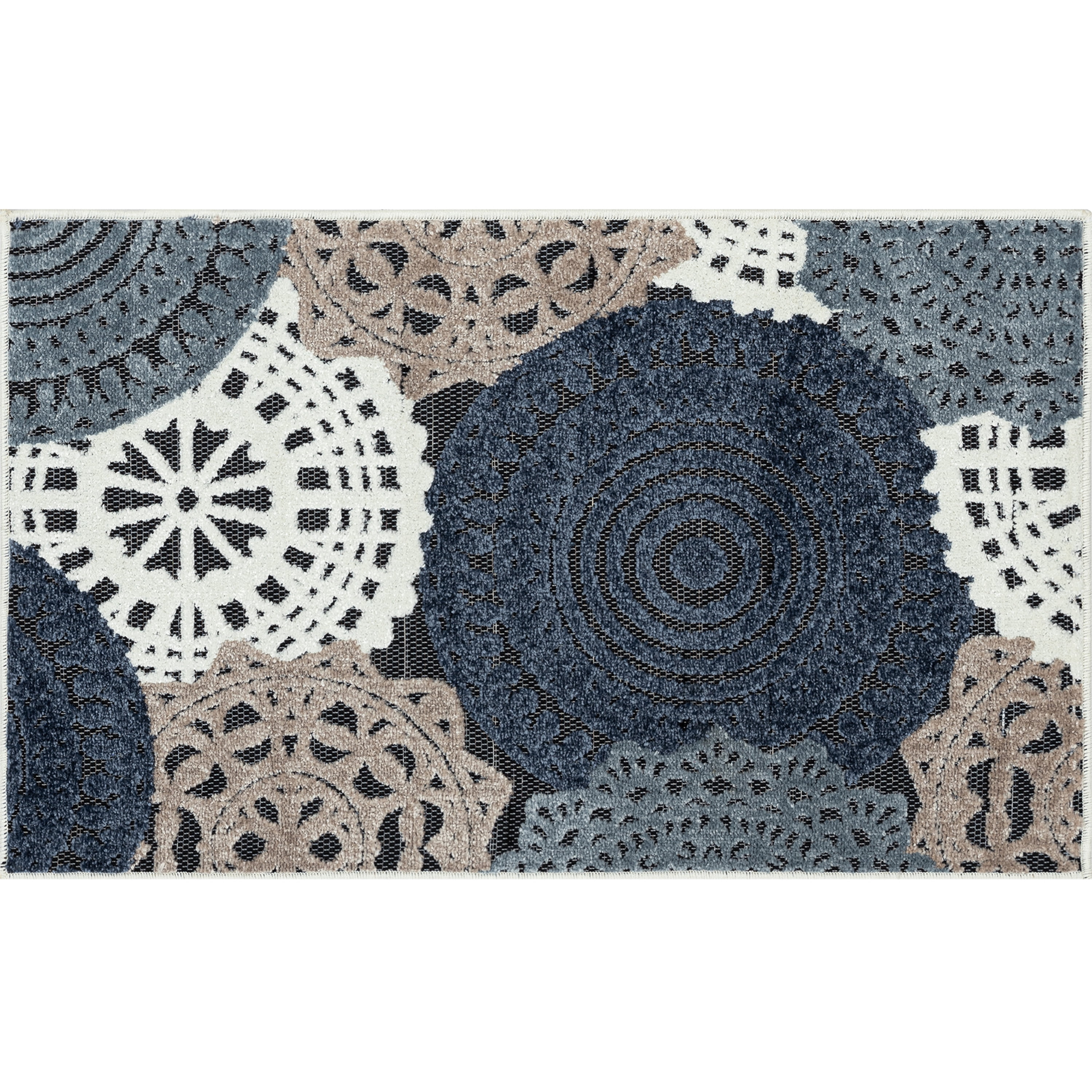 2x3 Water Resistant, Small Indoor Outdoor Rugs for Patios, Front Door Entry, Entryway, Deck, Porch, Balcony | Outside Area Rug for Patio | Black, Geometric | Size: 2' x 2'11''