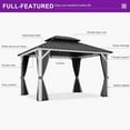 thumbnail image 5 of PURPLE LEAF 10' X 12' Gazebo with White Aluminum Frame Hardtop Gazebo Curtains and Netting Included for Garden Deck Lawns and Backyard, Grey, 5 of 9