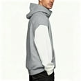 thumbnail image 6 of Hoodies for Men Oversized Splicing Pullover Hooded Sweatshirts Top Men's Casual Solid Color Mock Neck Loose Fits Comfy Workout Sport Long Sleeve Hoodie Fall Winter Clothes, 6 of 7