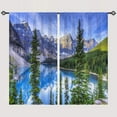 thumbnail image 3 of Landscape Kitchen Curtains Nature Theme Forest Tree Lake Mountain Scenery Scene Design Print Pattern Rod Pocket Waterproof Window Drapes for Bathroom Bedroom Office Cafe 2 Panels 26 x 36 Inch, 3 of 6