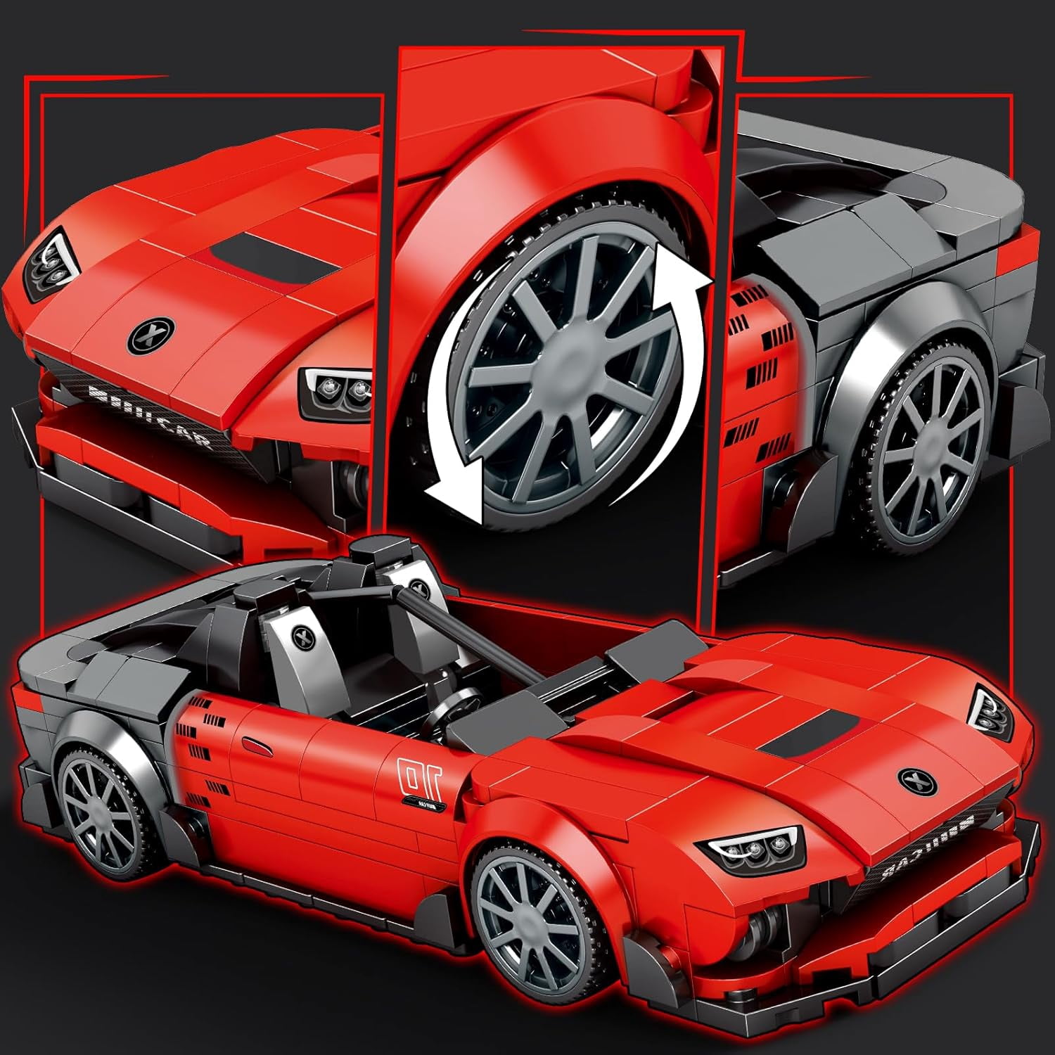 Sports Car Building Set, MOC Racing Car Decor Model Kit, Cool Cars Toys Gifts for Adults Teens Age 14+ (355 Pieces)