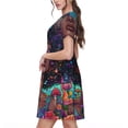 thumbnail image 2 of Lsque Cosmic Garden Woman Portrait Print Women's Casual Dress T-Shirt Summer Short Sleeve Scoop Neck Swing Dresses, 2 of 6