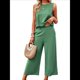 thumbnail image 1 of Conjunto de Dos Piezas de Verano para Mujer: Top Corto Sin Mangas con Cuello Redondo y Pantalones Anchos con Bolsillos. Verde M, 1 of 10