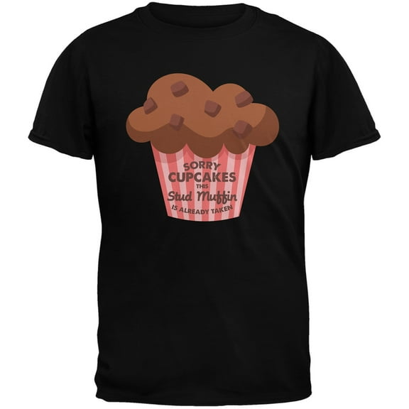 Valentine's Day Sorry Cupcakes Black Adult T-Shirt - Medium