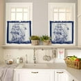 thumbnail image 2 of 24 Inch Long Tier Curtains for Kitchen, Nautical Blue Retro Sailboat Seagull Bathroom Window Curtains Rod Pocket Short Curtains Window Treatment Tiers for Living Room Farmhouse 2 Panels, 2 of 5