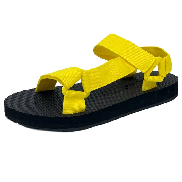 flat hook and loop strap sandals