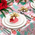 thumbnail image 2 of Christmas Tablecloth Pink Gingerbread House Xmas Tree Fabric Table Cloth Washable Table Cover for Party Home Kitchen Decor, 60 x 104 Inch, 2 of 6