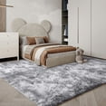 thumbnail image 6 of KIXINWA Area Rug for Bedroom Living Room, Machine Washable 4x6 Fluffy Shag Rug, Soft Plush Non Slip Carpet for Indoor Floor Bedside Nursery Kids Room, Dorm, Home Decor Aesthetic, Tie-Dyed Light Grey, 6 of 6