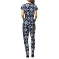 thumbnail image 3 of Aulin Collection Womens Short Cap Sleeve V-Neck Long Pants Romper Jumpsuit - Peony Bloom Floral S/M, 3 of 5