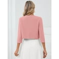 thumbnail image 6 of Chiclily Women's 3/4 Sleeve Cropped Cardigans Sweaters Lightweight Open Front Short Shrugs for Dresses, Pink 2XL, 6 of 6